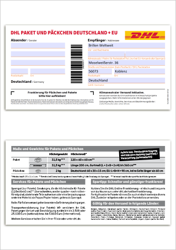 Étiquette d'emballage DHL